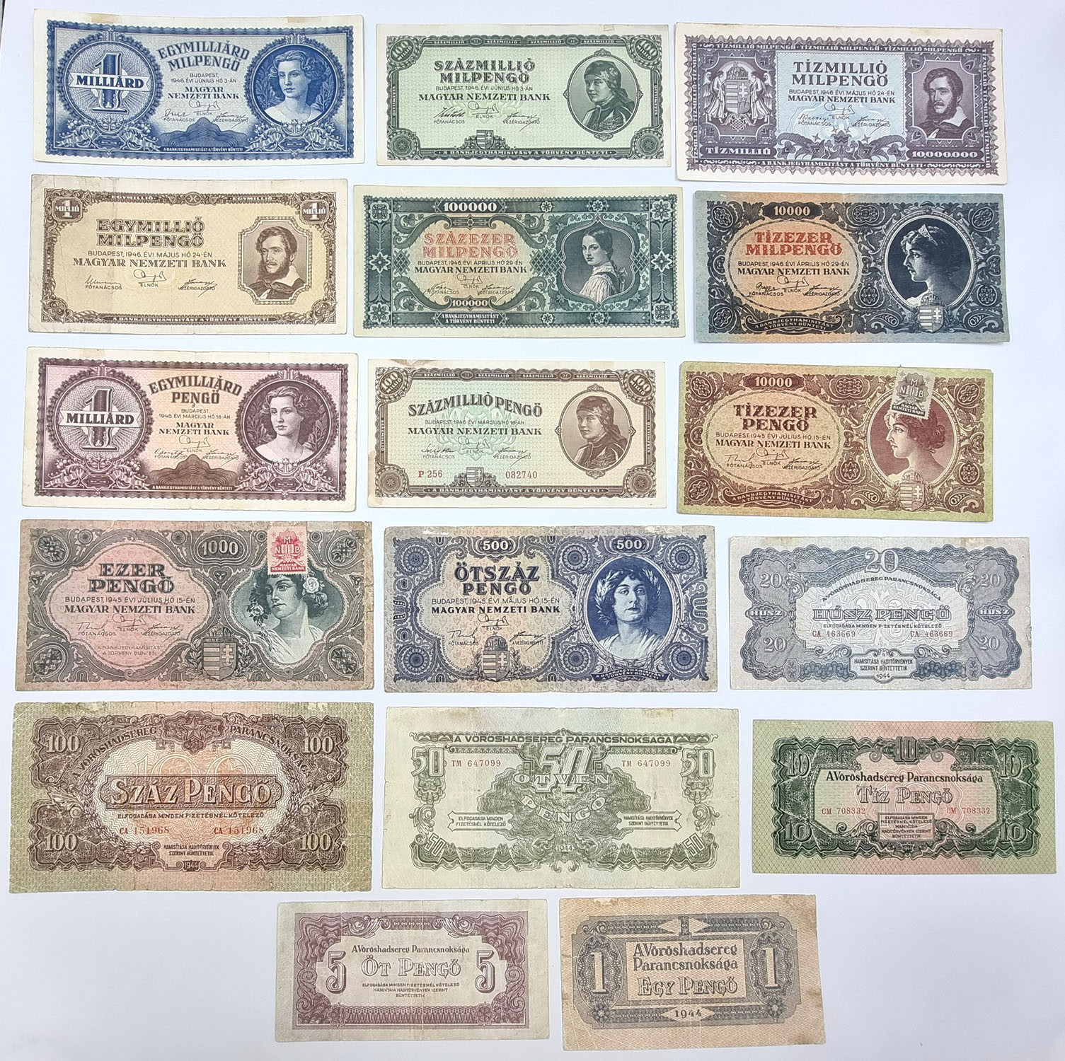 Węgry, banknoty, zestaw 37 sztuk
